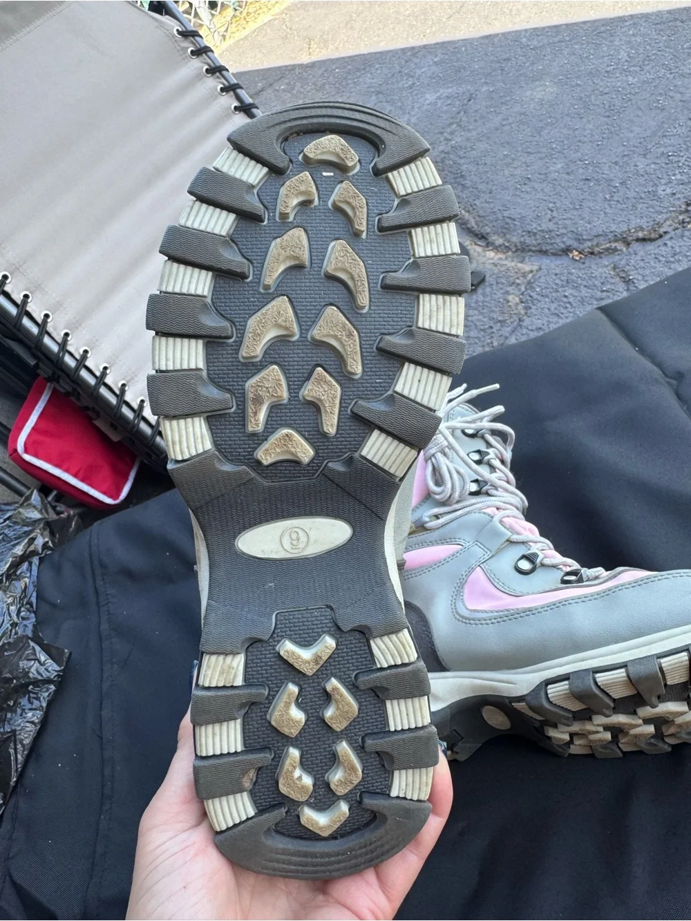 Athletic Works Gray and Pink Lace-Up Winter Boots